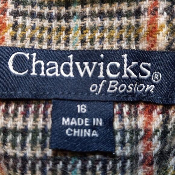 Chadwicks of Boston Womens 16 Blazer 54% Wool Houndstooth Long Sleeve - Picture 3 of 7